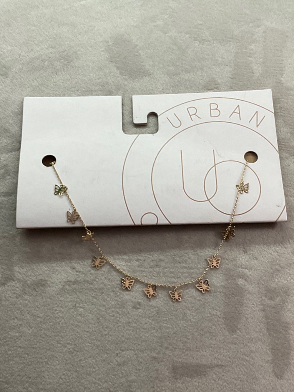 Urban Outfitters Gold Letter Charm Necklace with butterflies